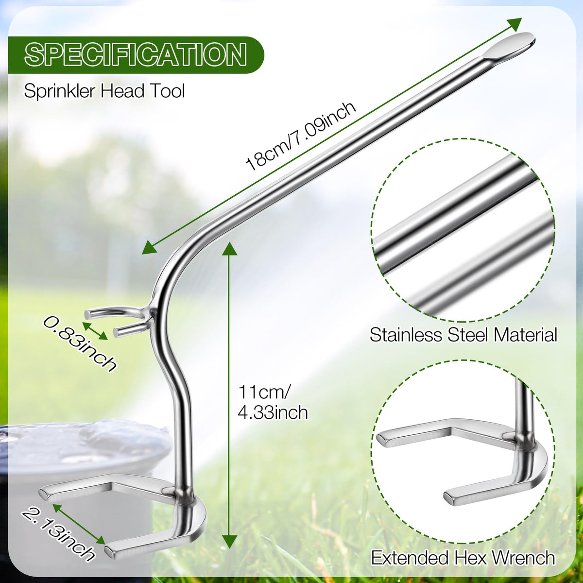Feekoon sprinkler wrench stainless steel construction for durable irrigation maintenance.