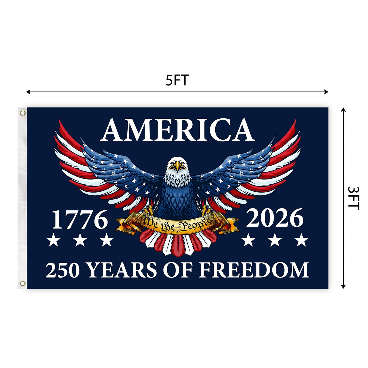 Feeniss USA 250th birthday flag 12x18ft displayed for large yard celebration