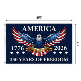 Feeniss USA 250th birthday flag 12x18ft displayed for large yard celebration