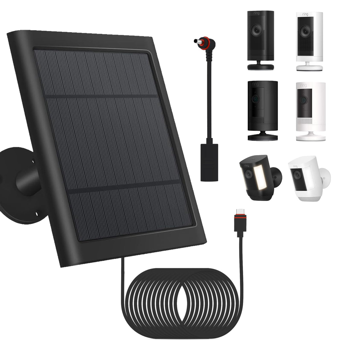Fehuatenda Ring Spotlight Cam solar panel powering under bright sun for continuous monitoring.