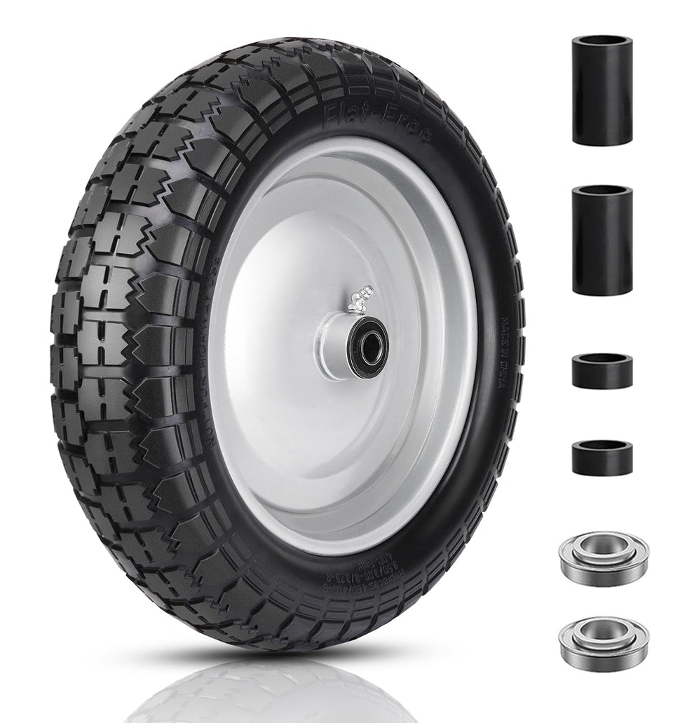 FEILOONG tire side view shows a rugged solid wheel for wheelbarrows