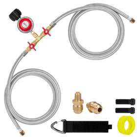 Feirenql dual-hose regulator assembly for flexible outdoor cooking setups