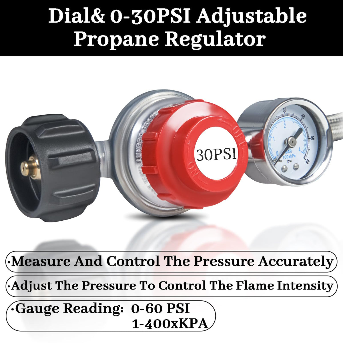 Feirenql regulator gauge 0-60psi provides precise gas flow reading.