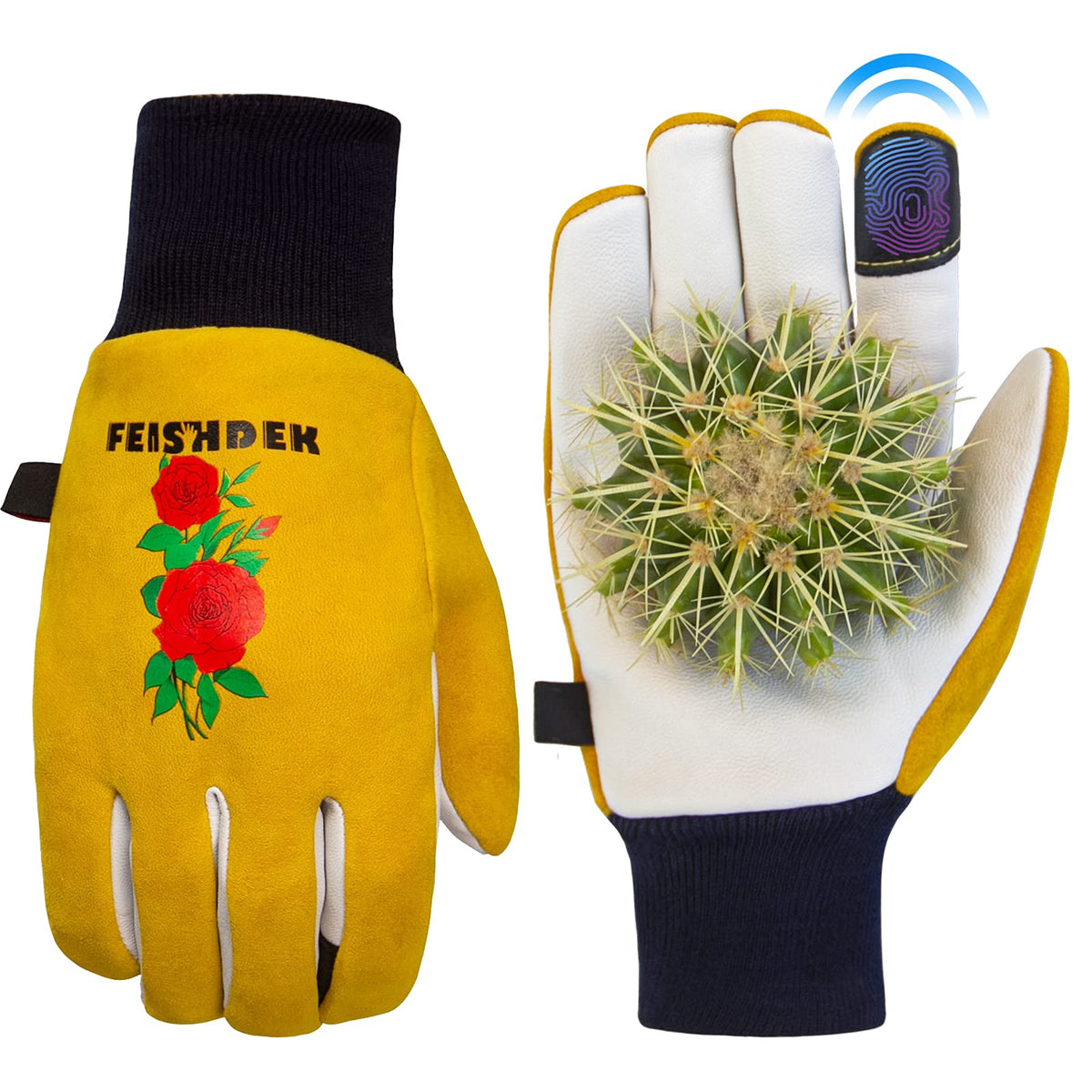 FEISHDEK cactus gloves with soft deerskin palm for gentle grip and comfort
