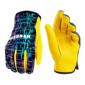 FEISHDEK Kids Leather Gloves back view showing breathable comfort for gardening
