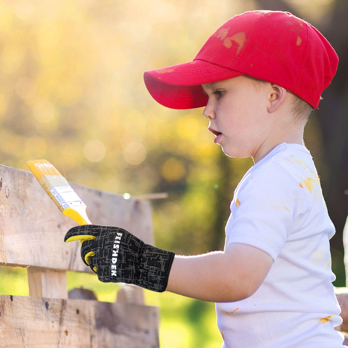 FEISHDEK Kids Leather Gloves wear-resistance and grip in use