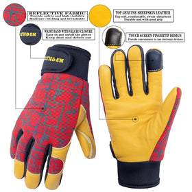 FEISHDEK kids leather work gloves anti-slip top-grain leather grip.
