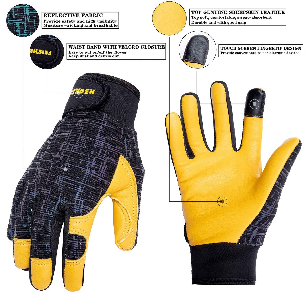 FEISHDEK kids gloves anti slip leather provides secure grip for small hands