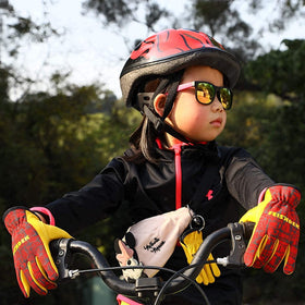 FEISHDEK kids leather gloves front view with flexible, precise grip