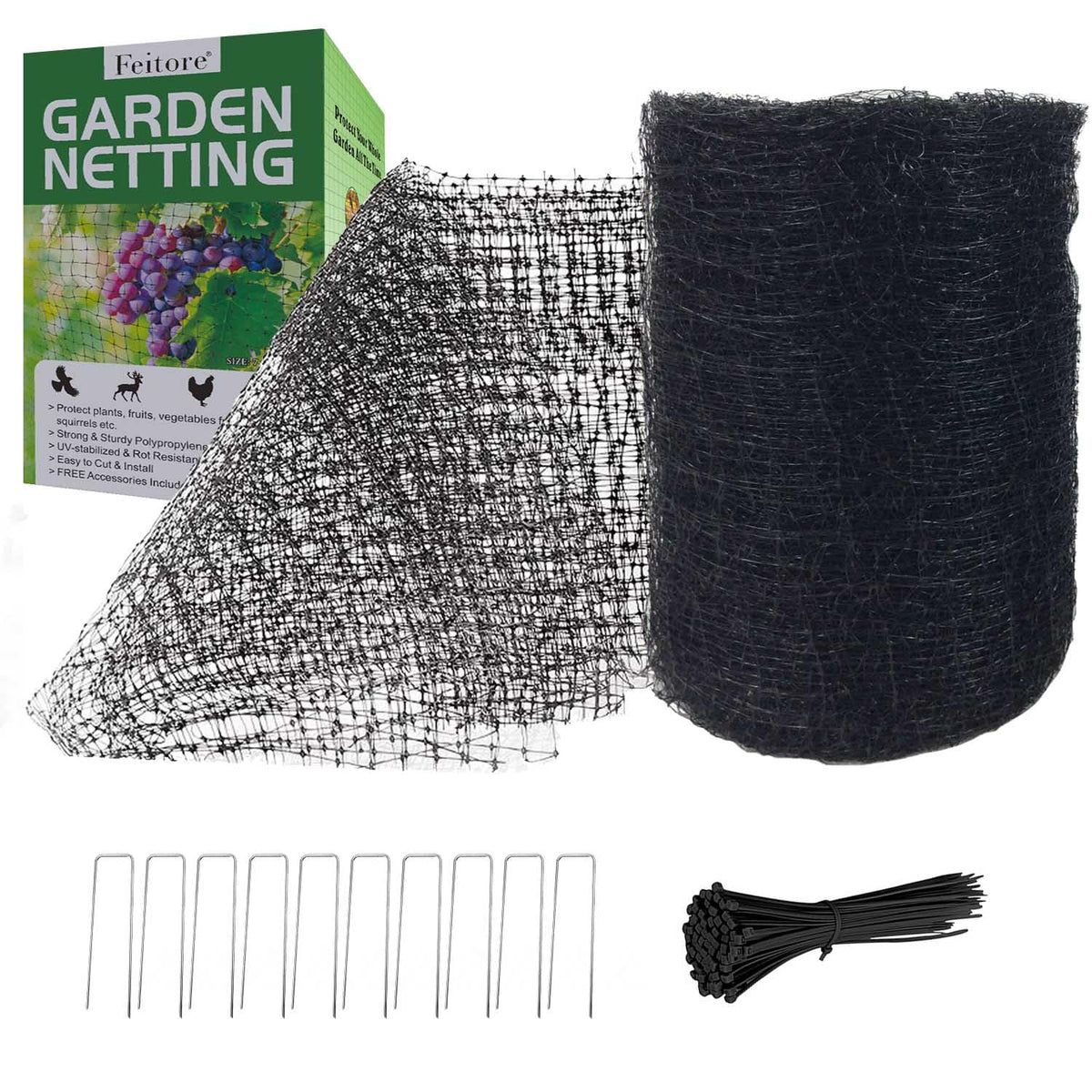 Feitore black garden netting complements your yard and is easy to handle.