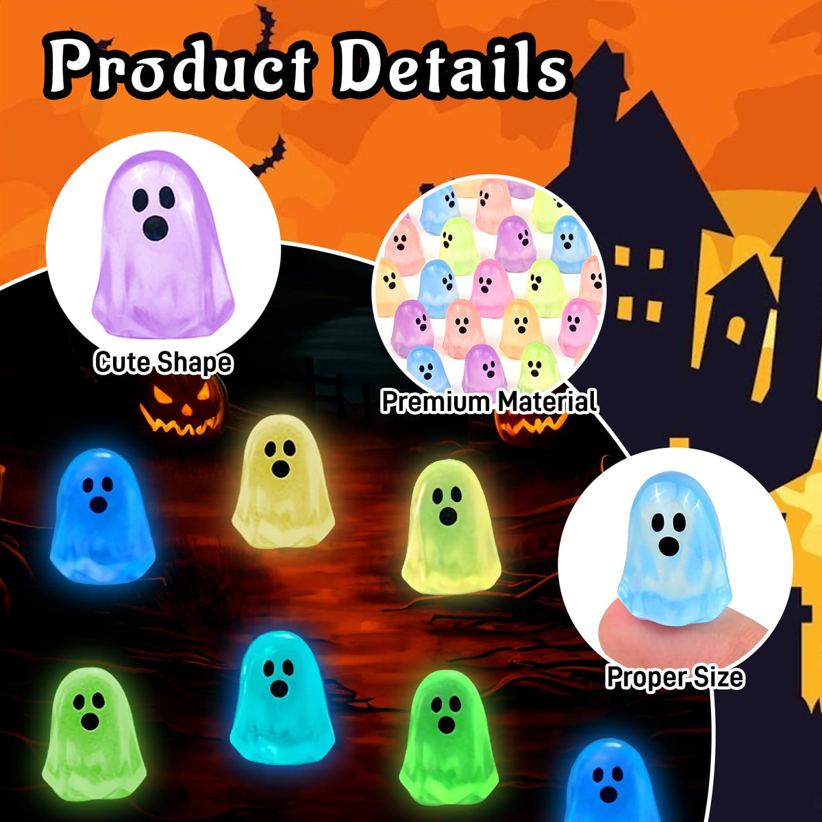 Feivando cute resin ghost miniatures with funny expressions for DIY projects.