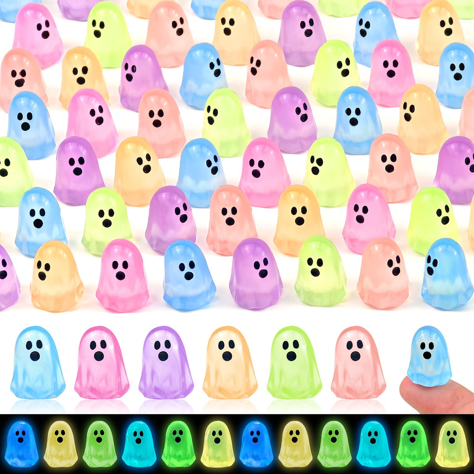 Feivando glow-in-the-dark ghost figures for Halloween crafts and decor.