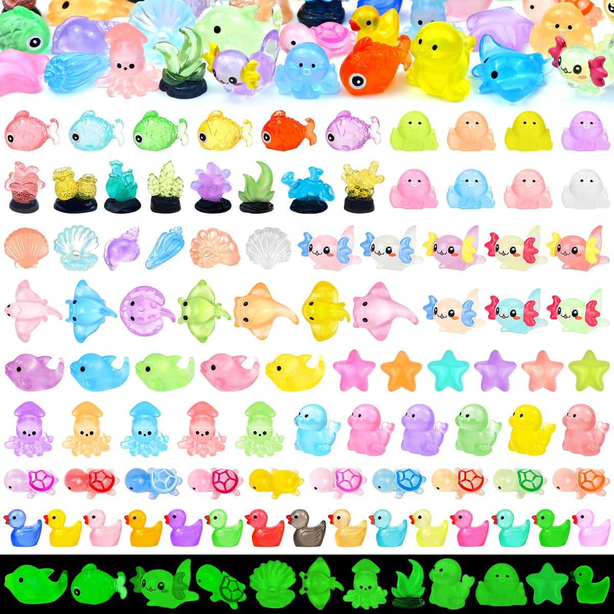 Feivando luminous mini ocean animals pack for decorative glow-in-the-dark display