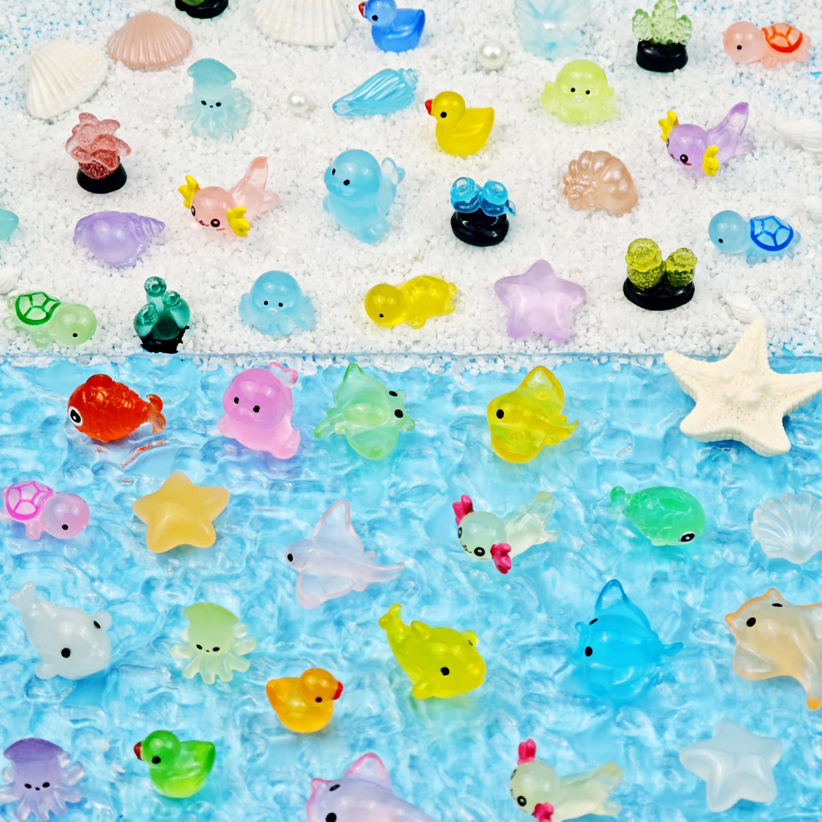 Feivando squid fish starfish resin figures for micro landscapes and toppers