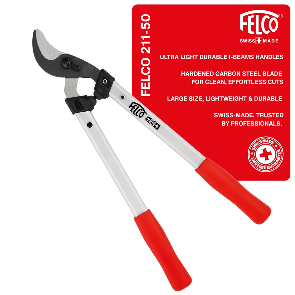 FELCO F211-50 loppers curved head close-up for precise pruning and clean cuts.