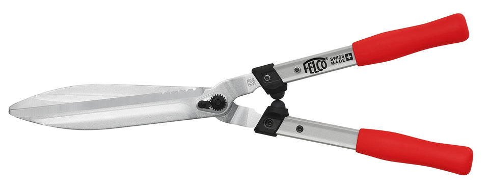 FELCO F250-57 hedge shears blade close-up highlighting precision carbon blades for clean cuts.