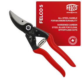FELCO F5 pruning shears with heavy-duty steel handles for powerful cuts.