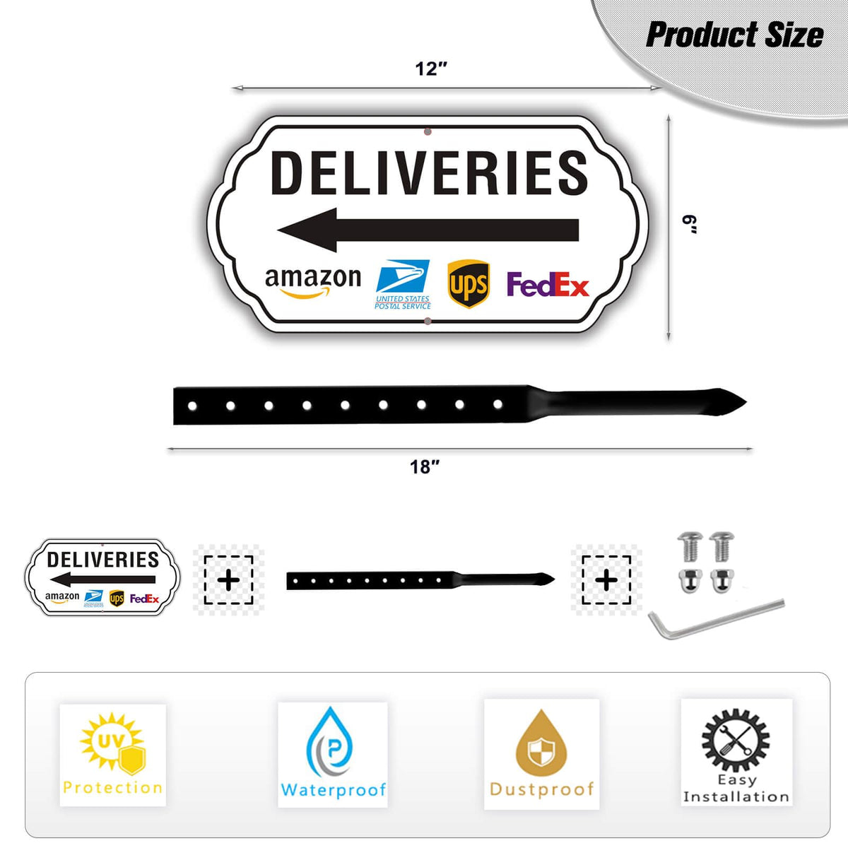 Felexdo Deliveries Sign with 18-inch steel stake provides stable outdoor placement.