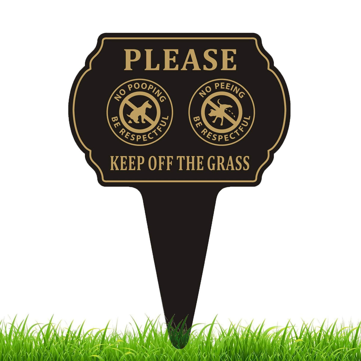 Felexdo No Poop sign, front view, clearly signals keep-off to dog walkers.