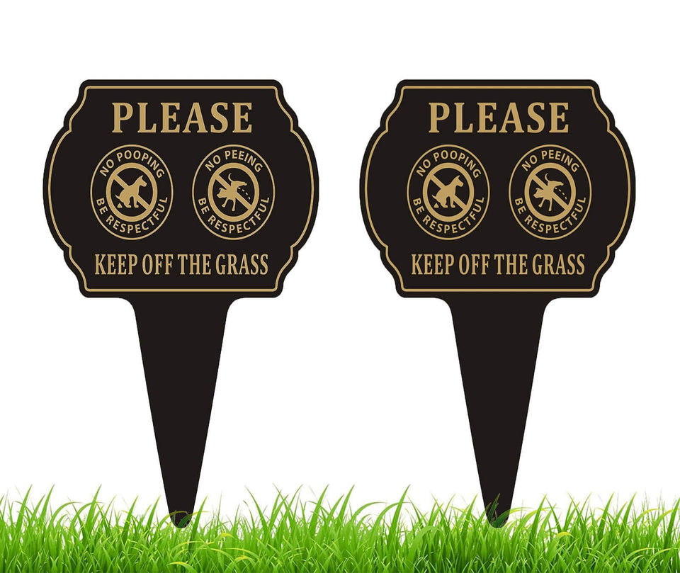 Felexdo no-poop sign 13.6x9 inches, double-sided for clear lawn visibility.