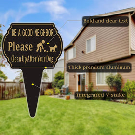 Felexdo no-pooping sign double-sided; clearly visible from multiple angles