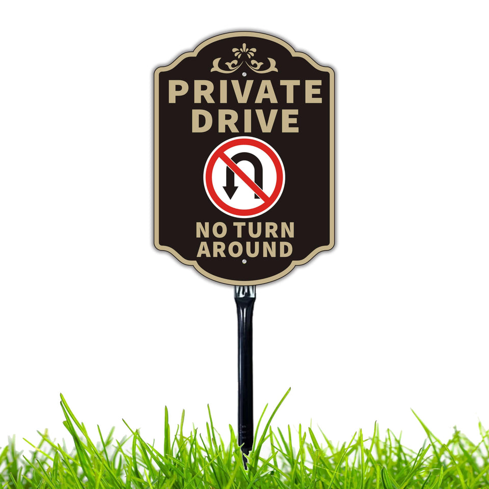Felexdo private drive no turn around sign 14x10 communicates property access clearly from distance.