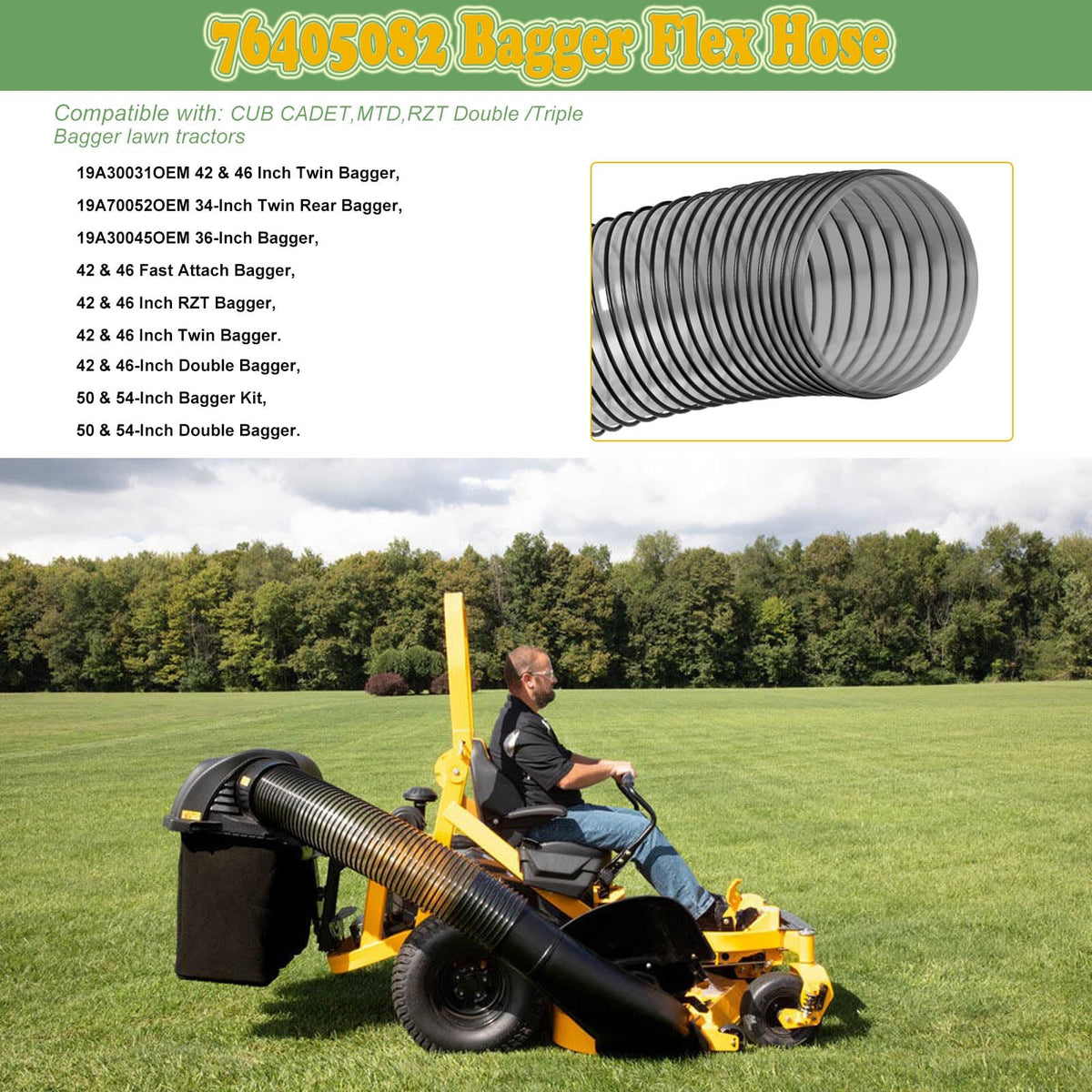 FELHOOD Bagger Flex Hose length 47.5 inches for versatile setups