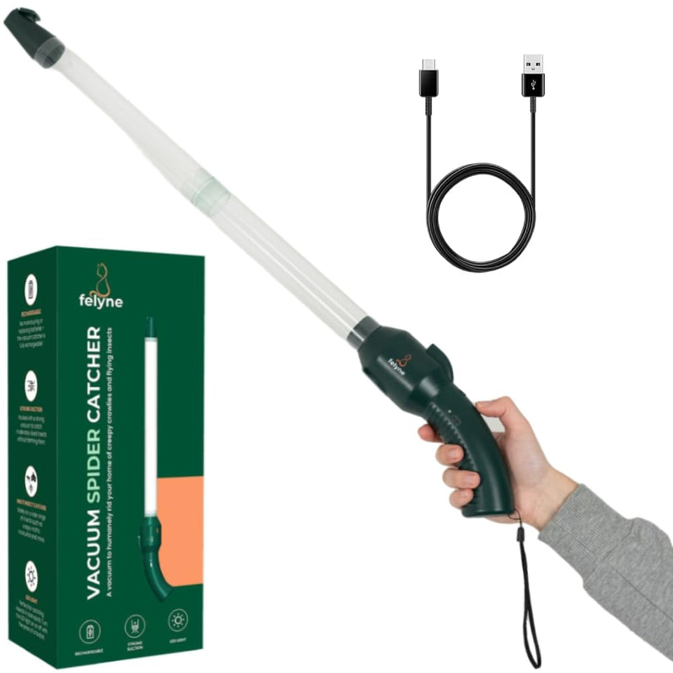 Felyne bug vacuum with strong suction for humane indoor capture.