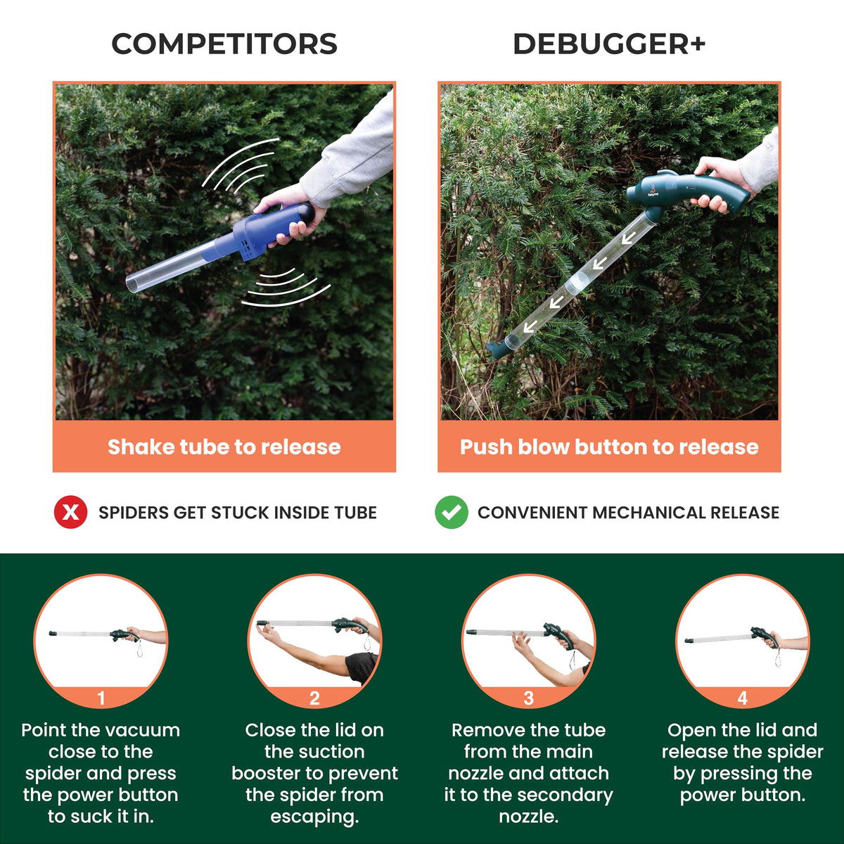 Felyne Debugger+ blow-release function lets insects exit without harm.