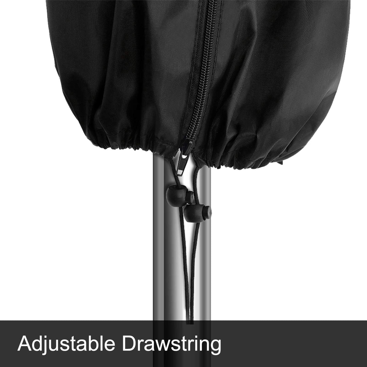 Femuar cover shows windproof bottom with drawstrings for secure fit