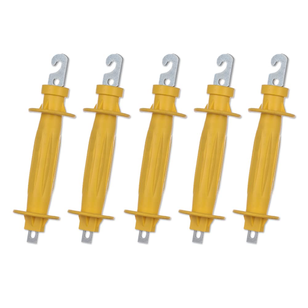 FENCE SHOCK yellow rubber gate handle 5-pack on display, strong grip for cold weather