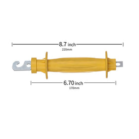 FENCE SHOCK yellow gate handle closeup highlighting grip and insulation for fencing