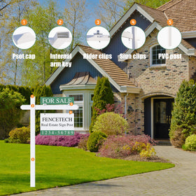 FENCETECH 36-inch arm holds a 24-inch sign for clear visibility.