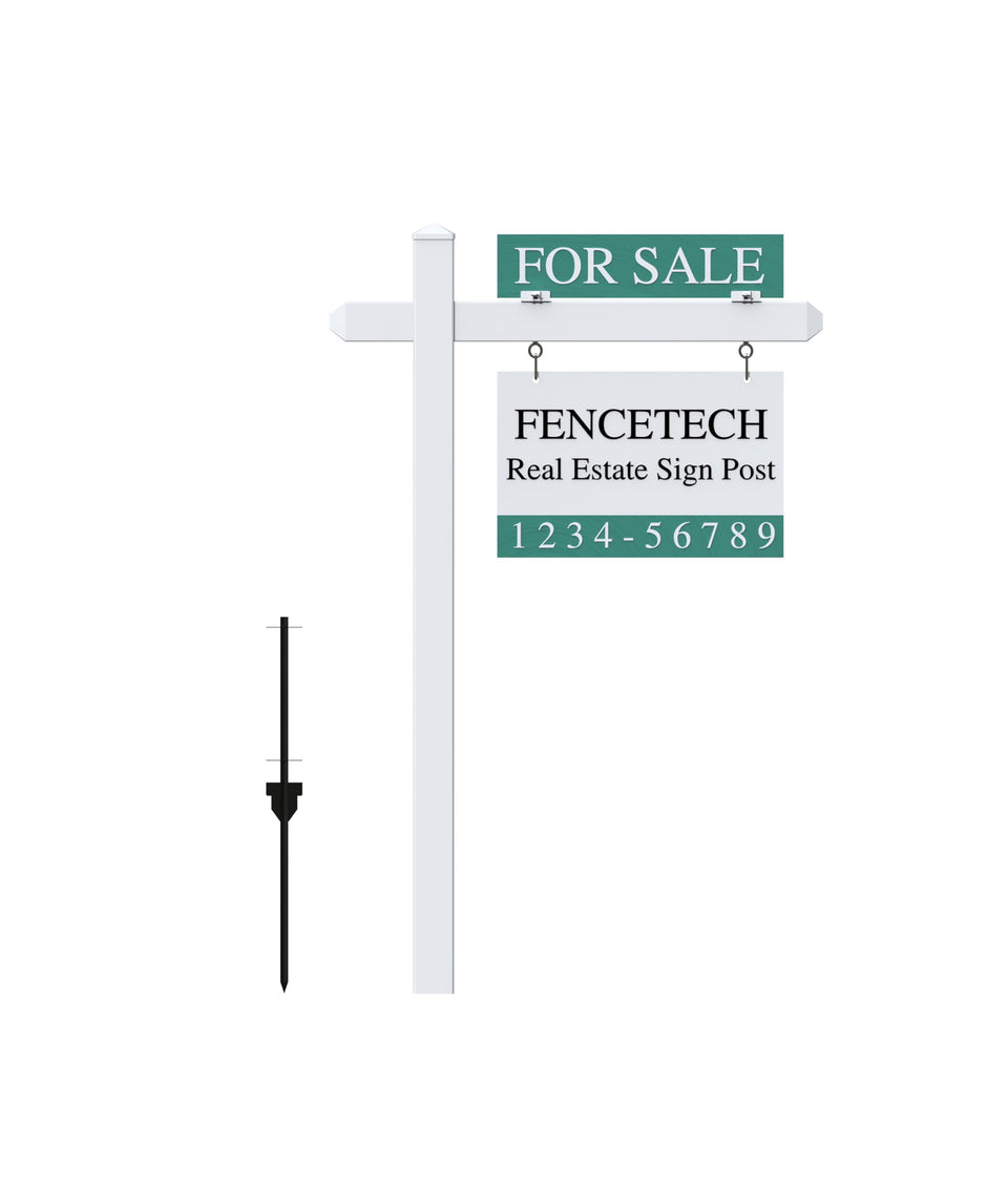 FENCETECH vinyl sign post 57-inch height for outdoor open houses.
