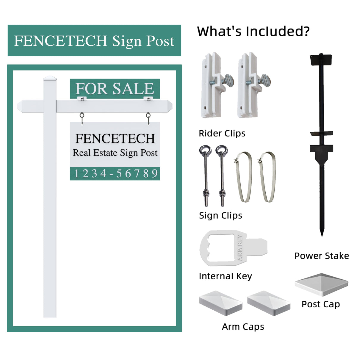 FENCETECH white realty post closeup shows premium vinyl finish.