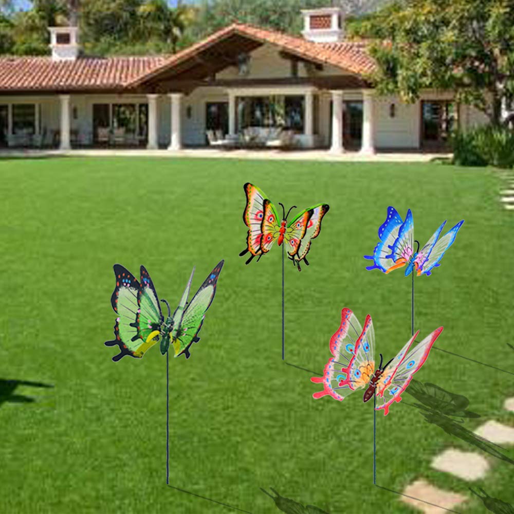 Fenely pack of 4 butterfly stakes provides versatile color accents.