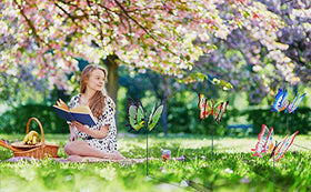 Fenely yard display butterfly stakes brighten outdoor spaces with movement.
