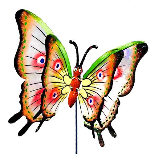 Fenely giant butterfly stake green blends with foliage and breeze.