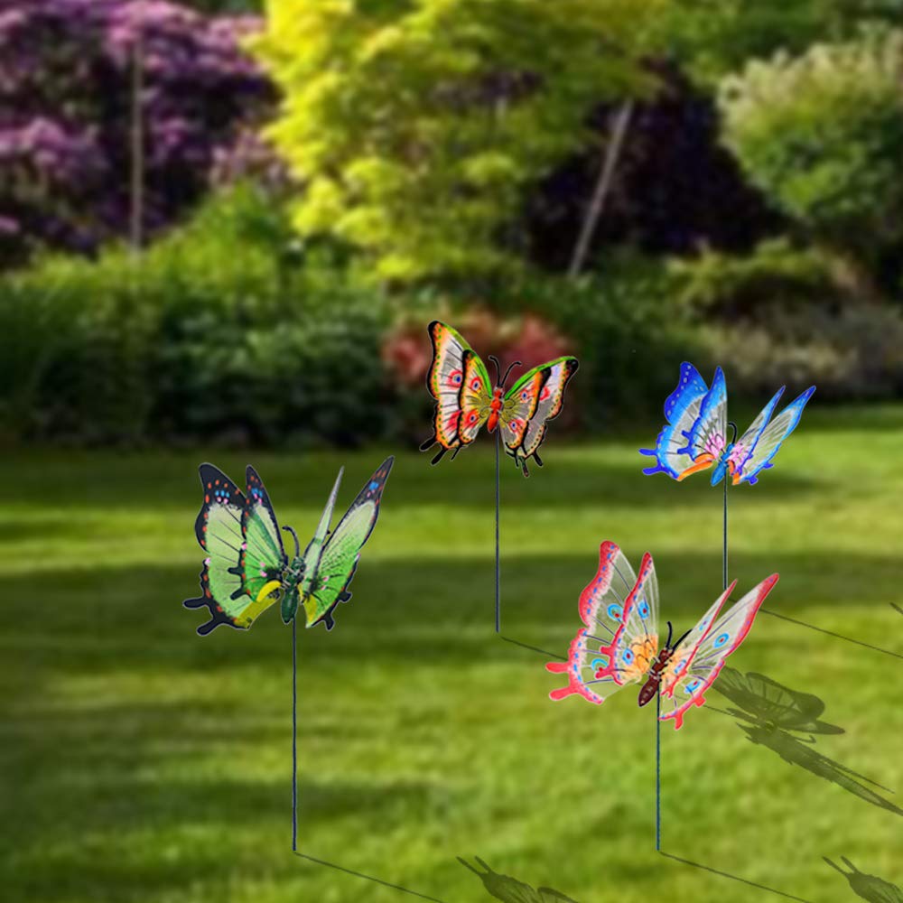 Fenely giant butterfly stake pink brightens flower beds with whimsy.