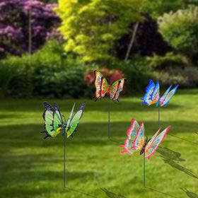 Fenely giant butterfly stake pink brightens flower beds with whimsy.