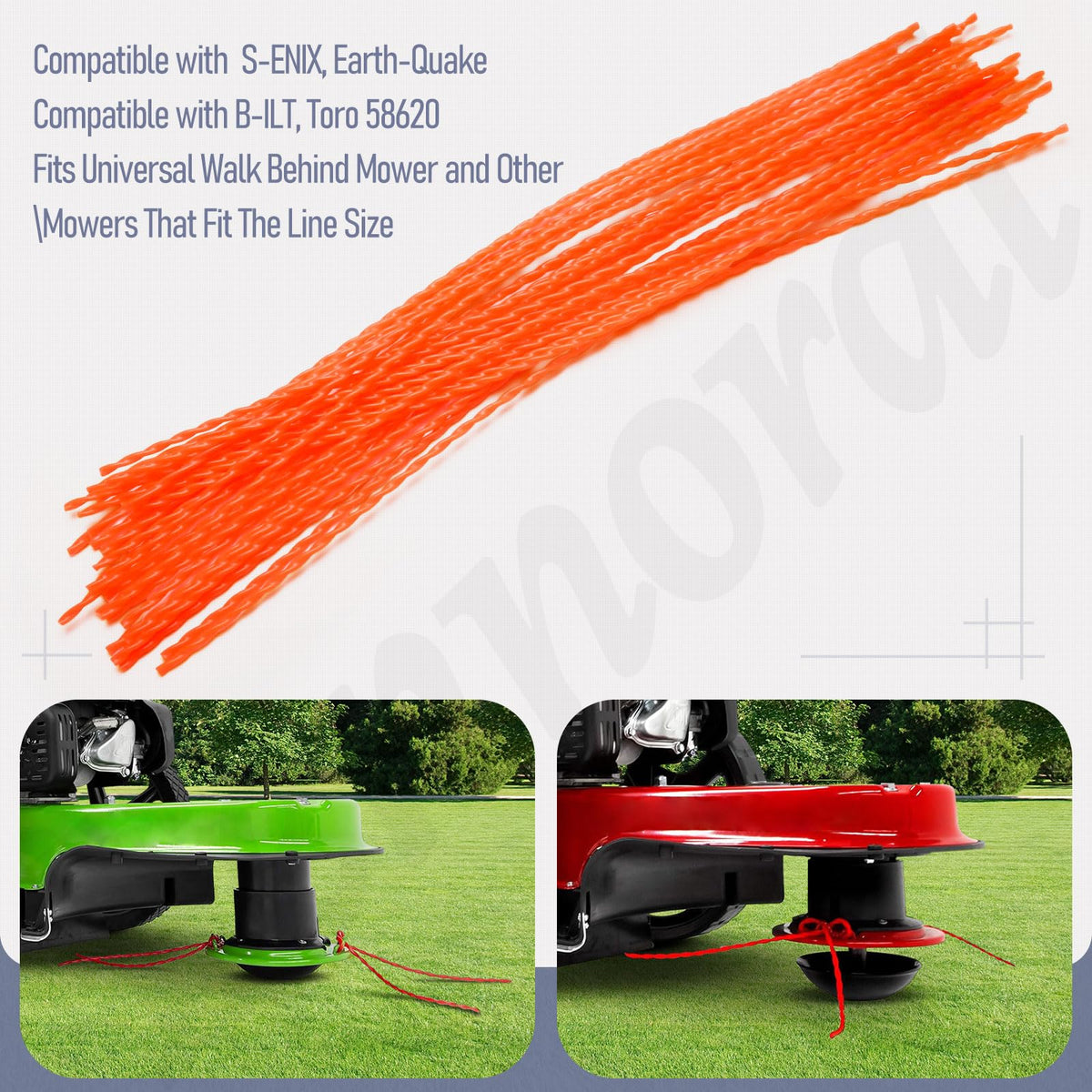 Fennoral trimmer line shown for universal walk-behind mowers