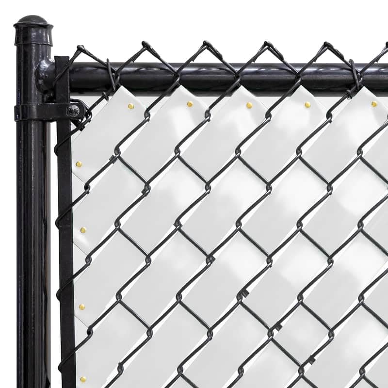 Fenpro chain-link privacy tape Arctic White roll adds discreet privacy with preserved airflow.