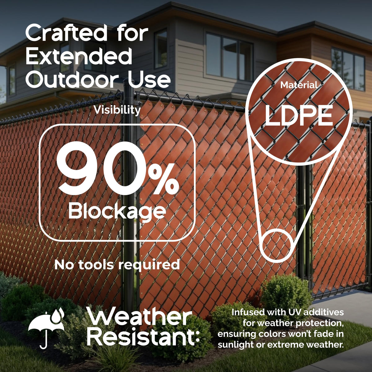 Fenpro fence slats privacy screens for chain-link fences boost seclusion and curb appeal.