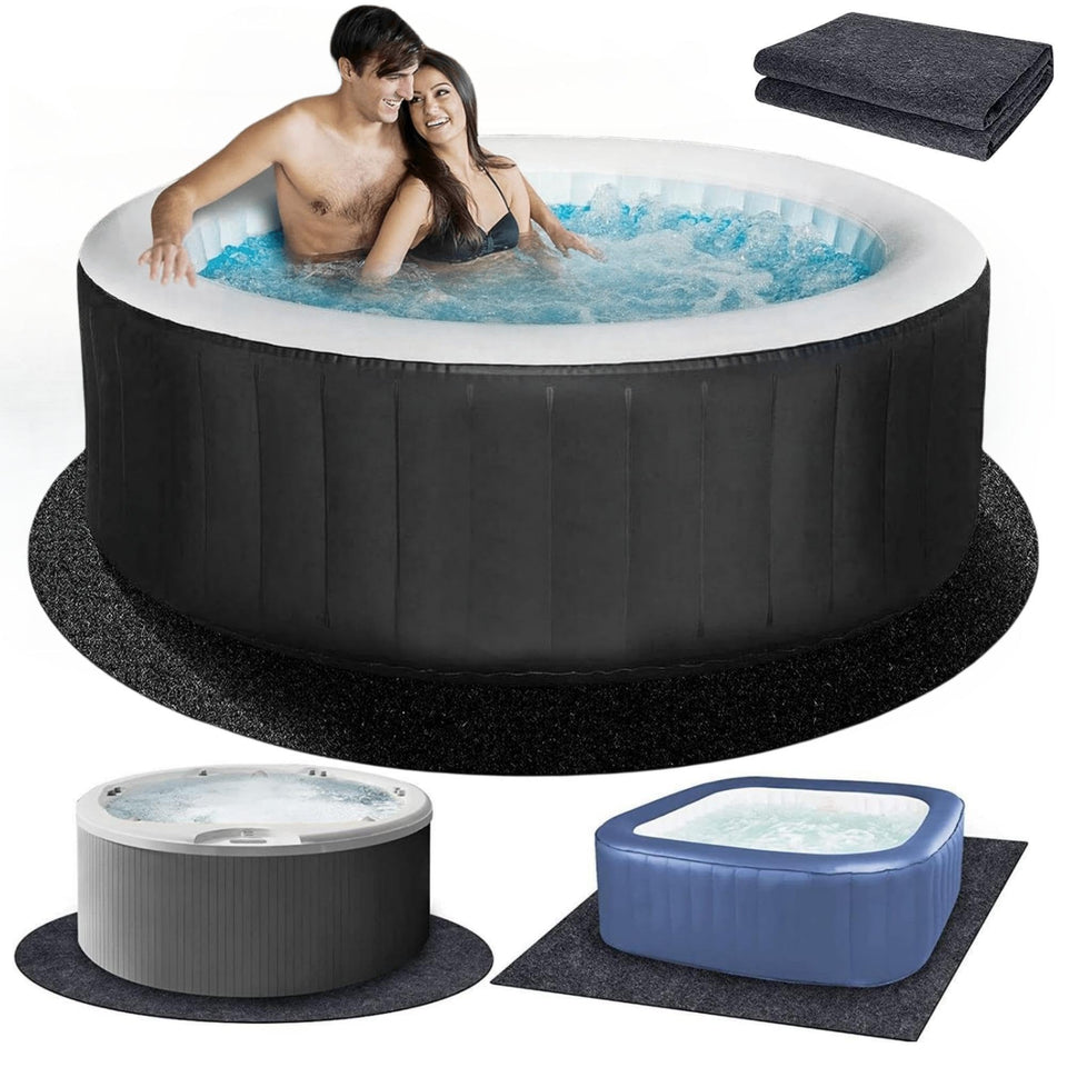 FENXAM round hot tub mat top view shows water absorption and floor protection