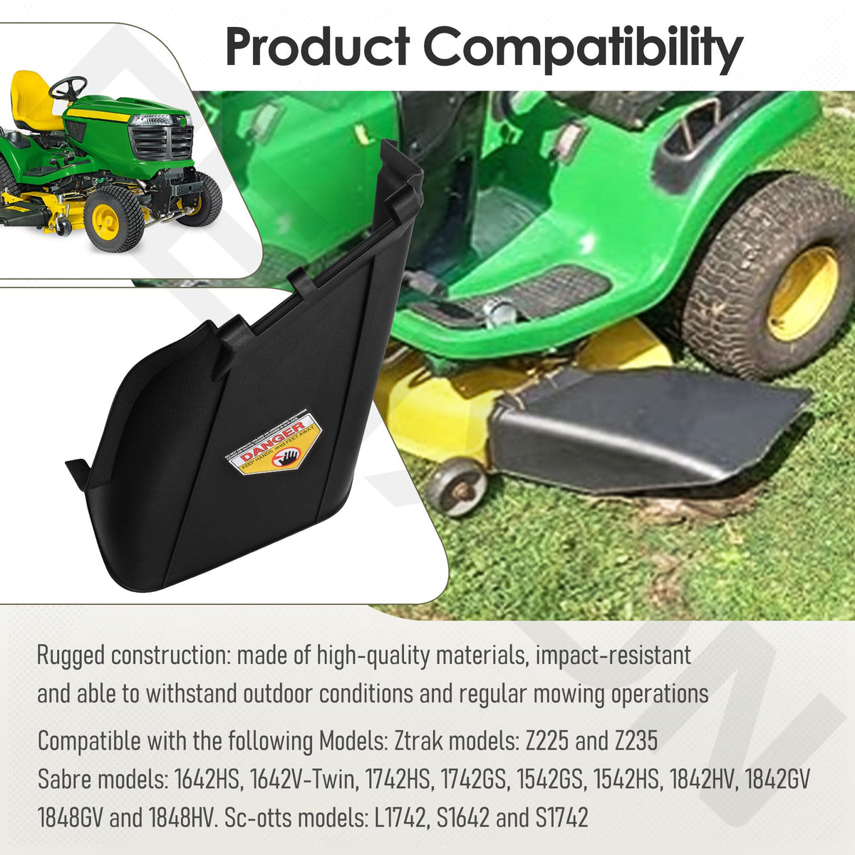 FENXDN 42-inch deck compatibility with Ztrak and L-series broadens replacement options.