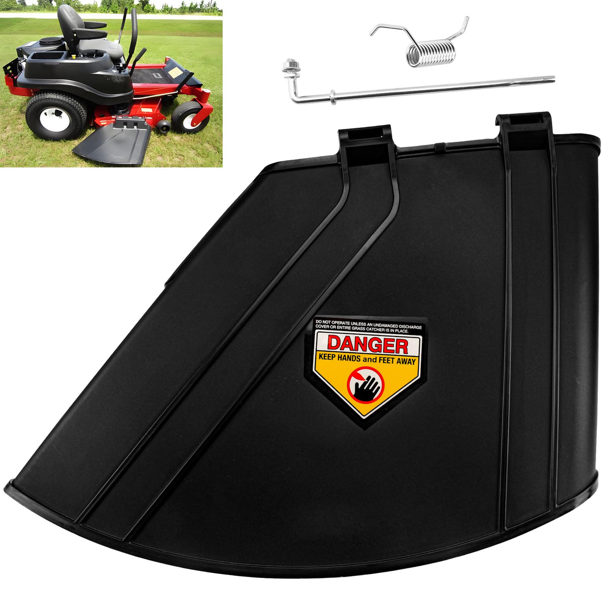 FENXDN discharge deflector assembly on Toro mower for easy installation and protection.