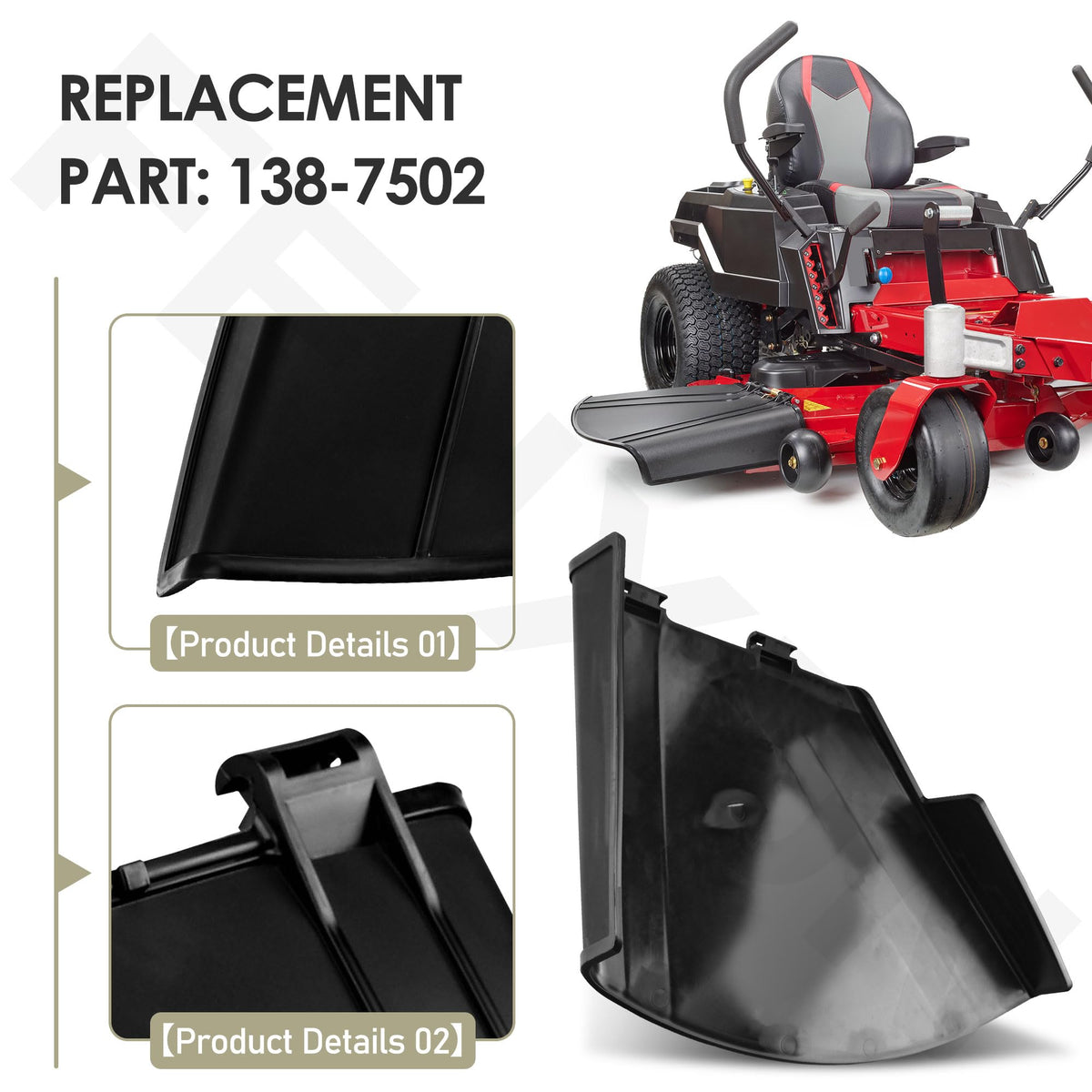 FENXDN 138-7502 deflector shield shown for Ex-Mark compatibility.