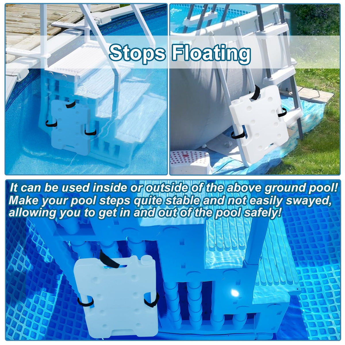 Feoang adjustable straps secure weights to the pool ladder