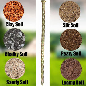 Fercery galvanized spike anchors weed barriers against wind and soil movement.