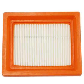 Ferilter air filter mounted on mower intake guards dust and debris during mowing